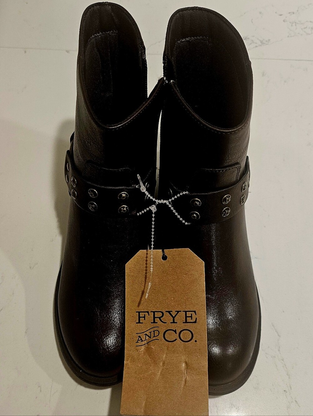 Ladies Frye & Co. Brown Studded Harness Ankle Boots NWT